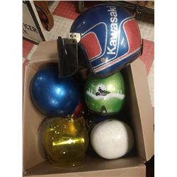 BOX OF 7PCS OF 1960'S MOTORCYCLE HELMETS WITH