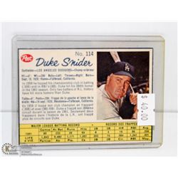 1961 POST BASEBALL DUKE SNIDER HOF