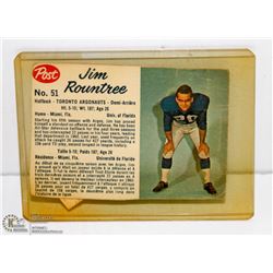 1961 CFL POST JIM ROUNTREE CARD
