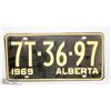 Image 1 : 1968 ALBERTA LICENSE PLATE