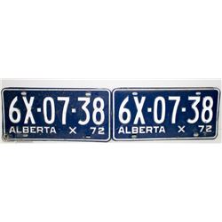 PAIR OF 1972 ALBERTA LICENSE PLATES