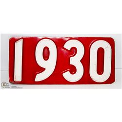 1930 REGISTRATION PLATE METAL