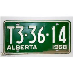 1968 ALBERTA LICENSE PLATE