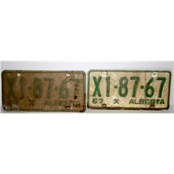 PAIR OF 1967 ALBERTA LICENSE PLATES