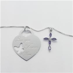 Silver 2 Pendent(Amethyst) 18" Necklace, Suggested Retail Value $160