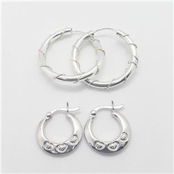 Silver Lots Of 2 Pairs Earrings, Suggested Retail Value $100