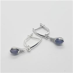 Silver Tanzanite Hoop Earrings, Suggested Retail Value $200