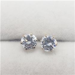 10K Yellow Gold Cz 7Mm Earrings, Suggested Retail Value $240