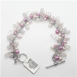 Silver Fresh Wate Pearl 7.5" 24G Bracelet, Suggested Retail Value $200