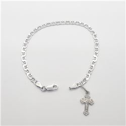 Silver With Cross 7.5" Bracelet, Suggested Retail Value $120