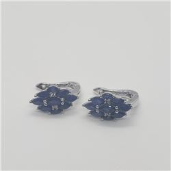 Silver Sapphire(4ct) Earrings (~weight 6g), Suggested Retail Value $300
