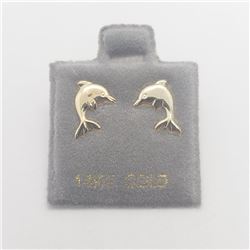 14K Yellow Gold Dophin Earrings, Made in Canada, Suggested Retail Value $240