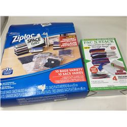 Lot of 2 vaccuum space bag sets