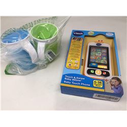 V Tech touch & swipe baby phone with sippy cups