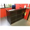 Image 1 : 60"W X 30"D X 44"H NIGHTSHADE 2 DRAWER RECEPTION COUNTER WITH BLUE MESH BACK MOBILE CHAIR