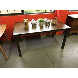 36"W X 60"L X 30"H SOLID DARK WOOD DINING TABLE