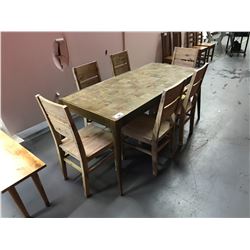 7 PCS 32"W X 71"L X 31"H SOLID WOOD SIMON COLLECTION INLAID DINING TABLE SET INCLUDING: TABLE & 6