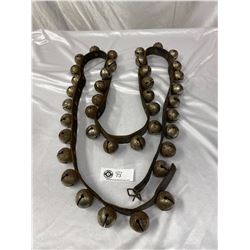 Vintage 72" Horse Sleigh Bells On Leather