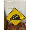 Image 1 : Early Vintage Yellow Steel Road Sign Hillvector Image, Original Reflective Paint