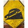 Image 2 : Early Vintage Yellow Steel Road Sign Hillvector Image, Original Reflective Paint