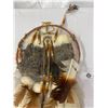 Image 2 : Vintage Original Native American Mandela / Dream Catcher 24" x 10" with Sheeps Wool.Fur, Leather, Be