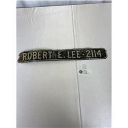 Vintage Robert E Lee Address Sign, 18"W x 2.5"T