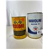 Image 2 : Lot Of 3 Vintage Oil Tins, Tumbler, Rislone And Hovilne