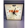 Image 2 : Vintage 15"x15" Fram Light Up Clock, Lights Up, Clock Doesn't Work, Displays Well