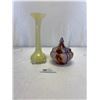 Image 1 : `2 Pieces 1930's Glass Trumpet Vase & Lidded Chintz Bowl. (Chip on inside Rim)