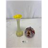 Image 2 : `2 Pieces 1930's Glass Trumpet Vase & Lidded Chintz Bowl. (Chip on inside Rim)