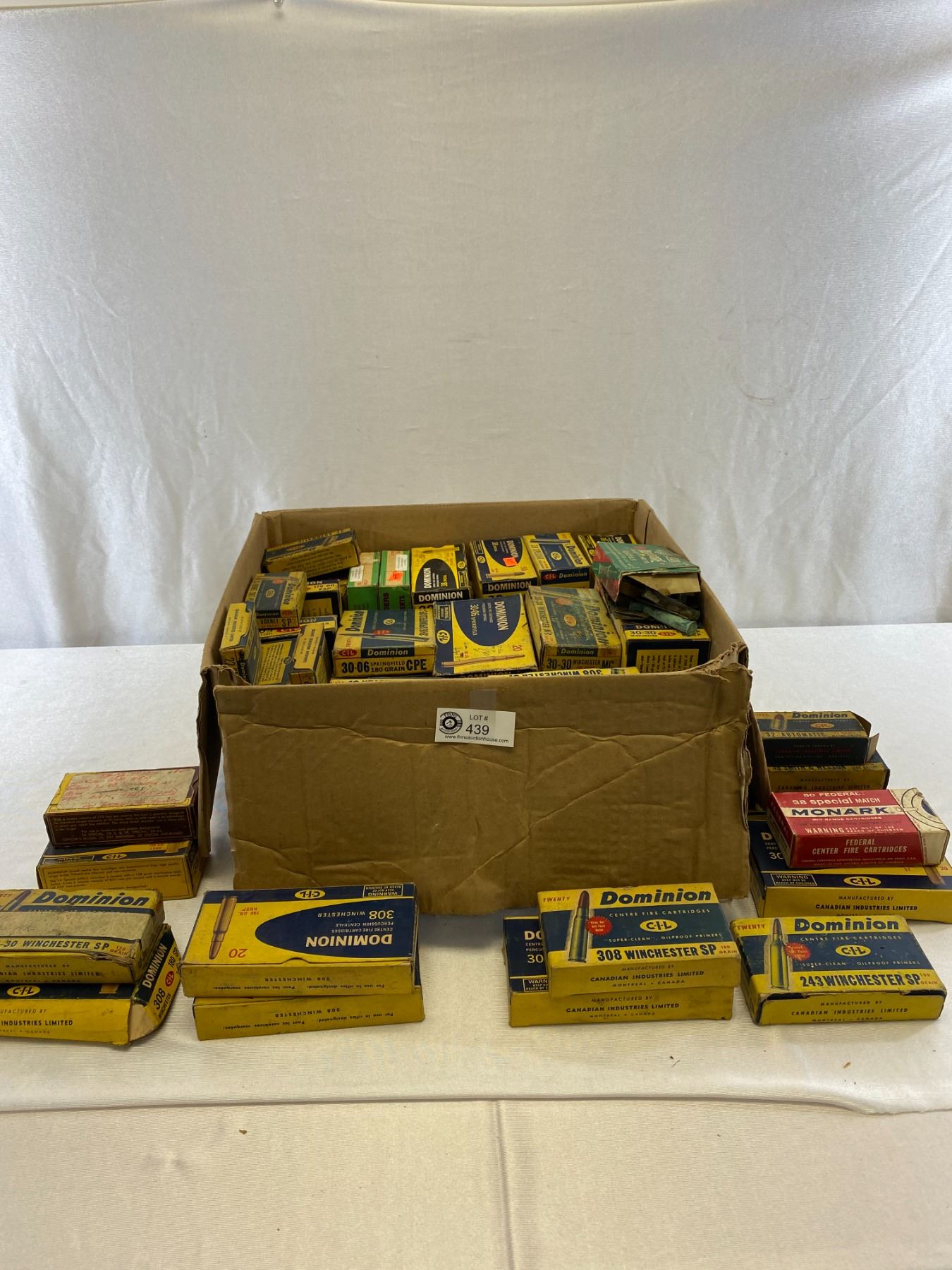 Box Full Of Dominion, Remington, Monarch Gun Shells, Empty Gun Shells