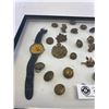Image 2 : Nice Lot Of WW1 And WW2 Cap Badges And Buttons Plus Old Happy Face Clock