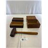Image 2 : 2 Finger Jointed Wooden Boxes And One Antique Wooden Mallet
