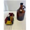 Image 4 : Vintage Wooden Firetruck Pull Toy And A Port Moody Firefighters Amber Beer Jug, 1.89L