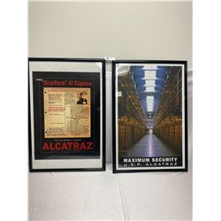 Lot Of 2 Posters Nicely Framed 21"x31" Scarface Al Capone Alcatraz Poster Plus Second Alcatraz Poste