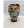 Image 1 : Japanese Vase Bulbous Shape With 3 Dimension Floral Decorations 12.25" T x 7" Diameter