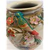 Image 2 : Japanese Vase Bulbous Shape With 3 Dimension Floral Decorations 12.25" T x 7" Diameter