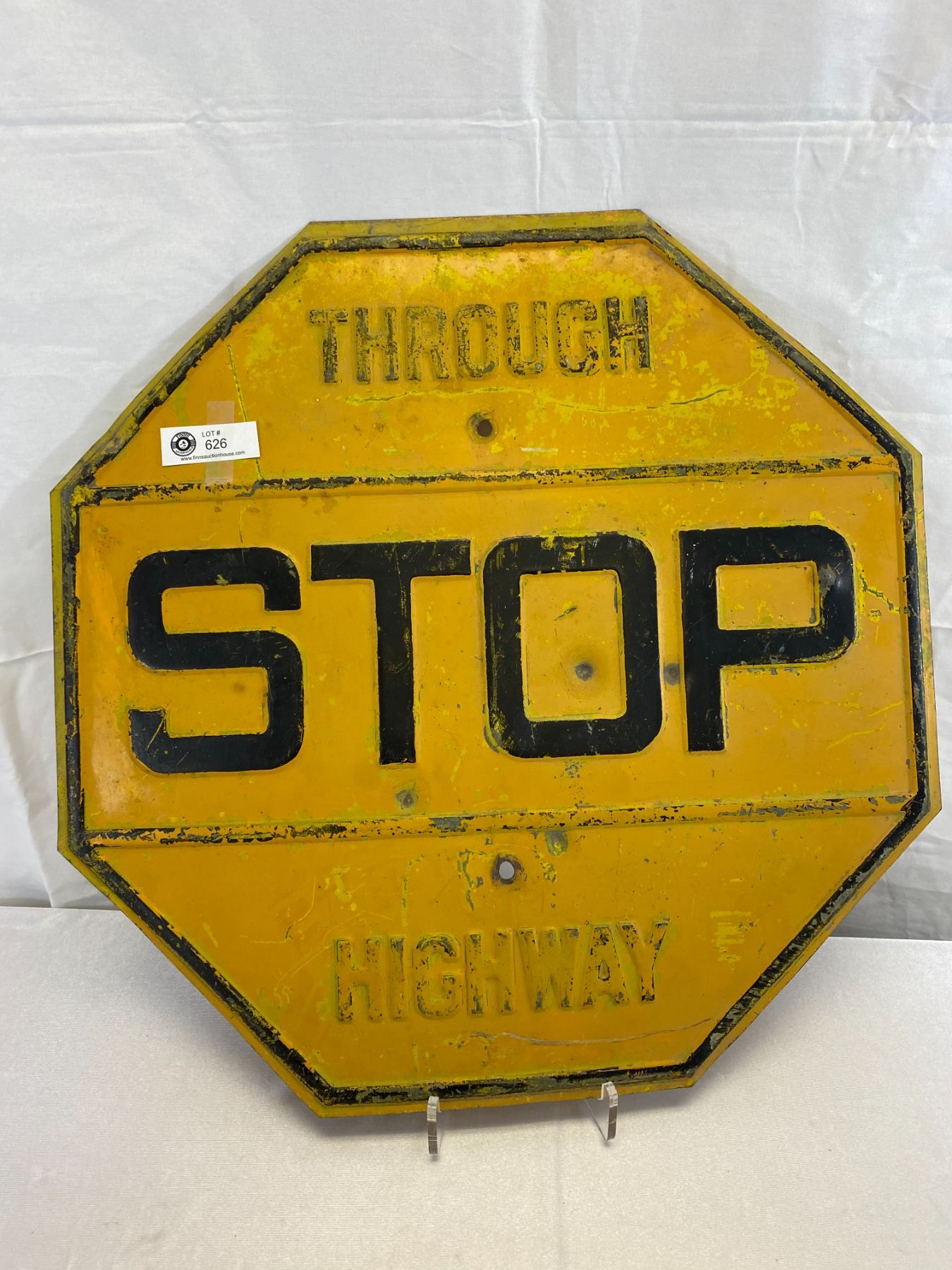 Vintage 1940's/50's Metal Stop Sign, Through Highway