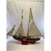 Image 1 : 46"x40" Wooden Sail Boat On Stand, Nice Display, As Found