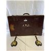 Image 1 : Nice Large Vintage Suitcase With Canadian Pacific Label, A.W.G. Plus Two Brass And Leather Vintage H