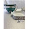 Image 2 : Nice Lot Of 3 Corning Ware Dishes, Un-Used With Anchor Hawking Measuring Cup Set, Still Sealed