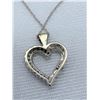 Image 2 : 10 K White Gold Heart with Cubic Zirconia Necklace