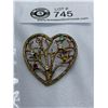 Image 2 : Sterling and Rhinestone Heart Brooch