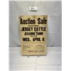 Image 1 : Vintage Jersey Cattle Auction Sale Poster By Gibson Limited Auctioneers Langley And Cloverdale