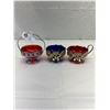 Image 1 : Nice Vintage Lot Of Blue Glass And Red Glass In Decorative Silver Plated Holders