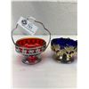 Image 2 : Nice Vintage Lot Of Blue Glass And Red Glass In Decorative Silver Plated Holders