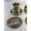 Image 2 : Nice Vintage Collectible Lot, Brass Tea Cup, Puter Mug, Trinket Box Plus Medical Box With 15 Hypoder