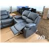 Image 3 : GREY RECLINING SOFA, LOVE SEAT, & CHAIR