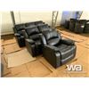 Image 2 : BLACK RECLINING SOFA, LOVE SEAT, & CHAIR