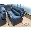 Image 7 : BLACK RECLINING SOFA, LOVE SEAT, & CHAIR